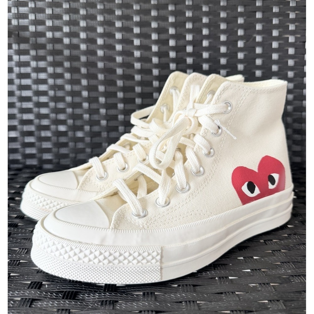 Converse x Comme des Garçons PLAY Chuck 70 High Top Sneakers Red Heart‎ W5 Men's